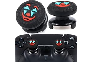 Playrealm FPS Thumbstick Extender & Texture Rubber Silicone Grip Cover 2 Sets for PS5 & PS4 Controller (Joker Black)