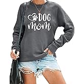 VILOVE Dog Mom Sweatshirt Women Dog Paw Print Cute Sweatshirt Funny Graphic Sweatshirts Dog Mama Long Sleeve Tees Tops
