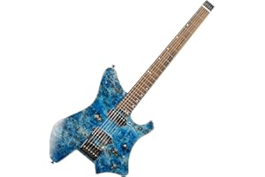 EART GW2 25.5" Headless Electric Guitar - Roasted Padauk Soild Body/5pc Maple Neck - Alnico-V Pickups, Stainless Frets