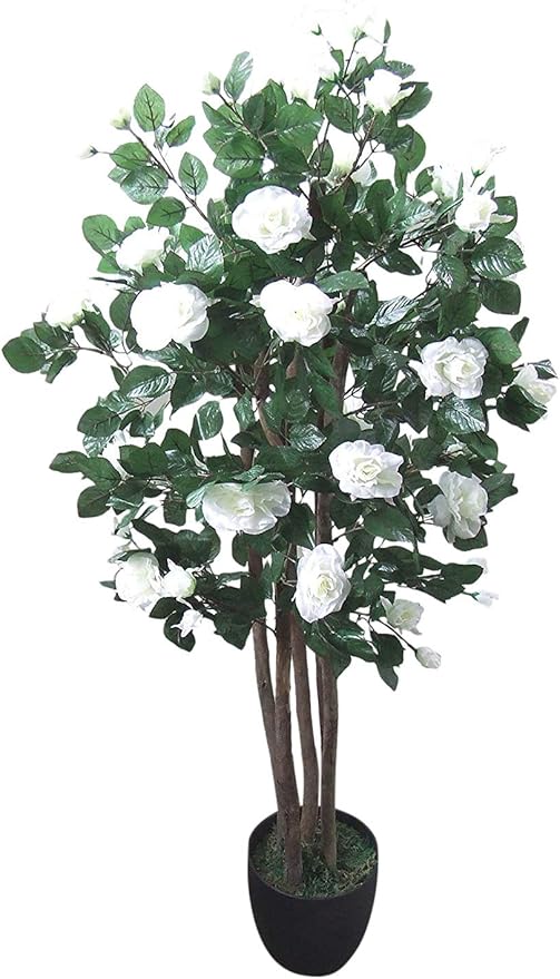Artificial Trees 4ft Cream Rose Artificial Tree 1.2m Large Roses Plant In A Pot House