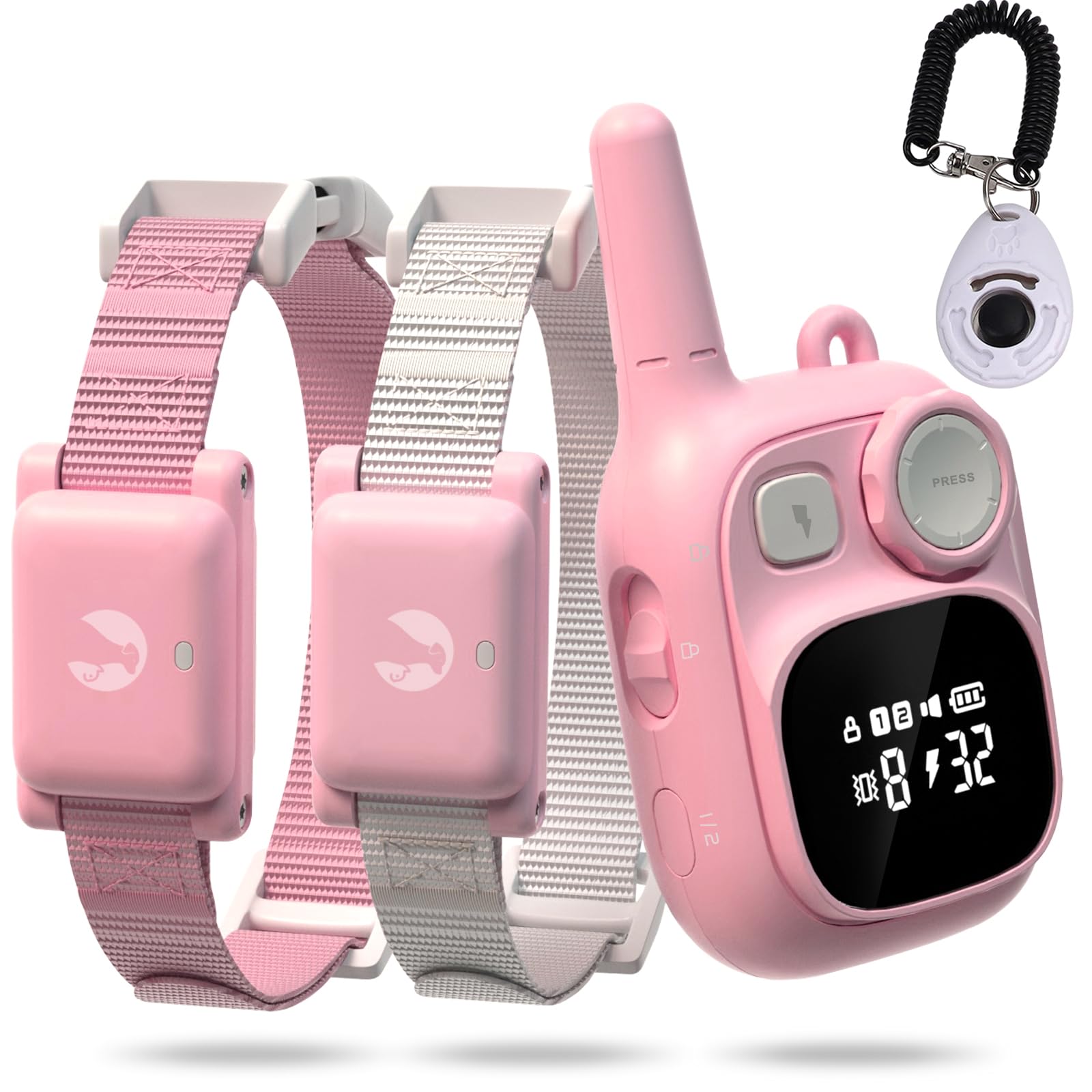 Photo 1 of Pikabiu Training Collar Dogs, 1 Remote 1800FT Control 2 Collars, Cat Shock Collars Rechargeable, Pink Electric Collar for 5-120 lbs Small Medium Large Breed Dogs, Adjustable, Waterproof, Vibration
