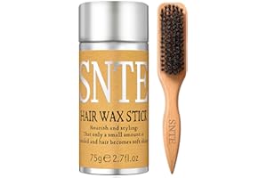 100% Boar Bristle Hair Brush & Hair Wax Stick Set, Soft Bristle Hair Brush for Fine to Medium Hair of Women & Men, Slick Back