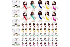 WGXX 50 Sets Little Jesus Figurines Bulk Mini Jesus Figurines Set with 50 Prayer Card 50 Bags Religious Jesus Figurines Jesus Doll for Church