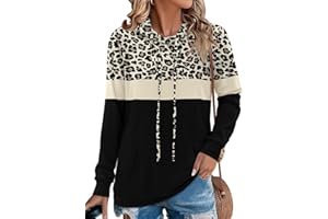 Angerella Hoodies for Women Camo Leopard Print Tops Pullover Hooded Sweatshirt Drawstring with Pocket