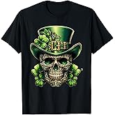 Sugar Skull St Patrick Day of the Dead Lucky Shamrock T-Shirt