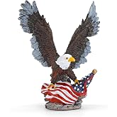 cnpinsen 11.2 Inch Bald Eagle with American Flag Statue | Patriotic Eagle Sculpture, Spread Wings, Hand-Painted Resin Figurine, Indoor Home Decor &amp; Office