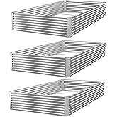 FRIZIONE 3pcs Galvanized Raised Garden Bed Outdoor,Above Ground Garden Bed for Vegetable,Metal Raised Beds for Flower,Steel R