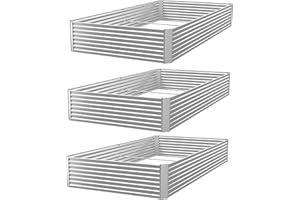 FRIZIONE 3pcs 6x3ft Galvanized Raised Garden Bed Outdoor,Above Ground Garden Bed for Vegetable,Metal Raised Beds for Flower,Steel Raised Beds for Gardening