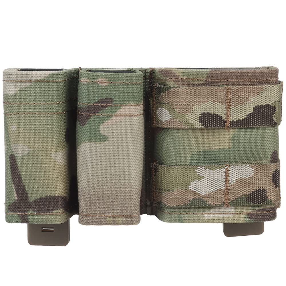 Tactical Airsoft 5.56 9mm 1+2 Side Triple Magazine Pouch Fast Draw MOLLE Mag Camouflage Vest Ammo Bags (MG-F-06-CP)