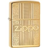 Zippo and Pattern Design High Polish Brass Pocket Lighter, One Size