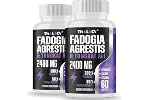 Thalacy 2400mg Fadogia Agrestis Tongkat Ali Supplement - Fadogia Agrestis 1400mg & Tongkat Ali 1000mg Ultra Blend, Maximum Strength, Muscle Mass & Athletic Performance, 120 Softgels