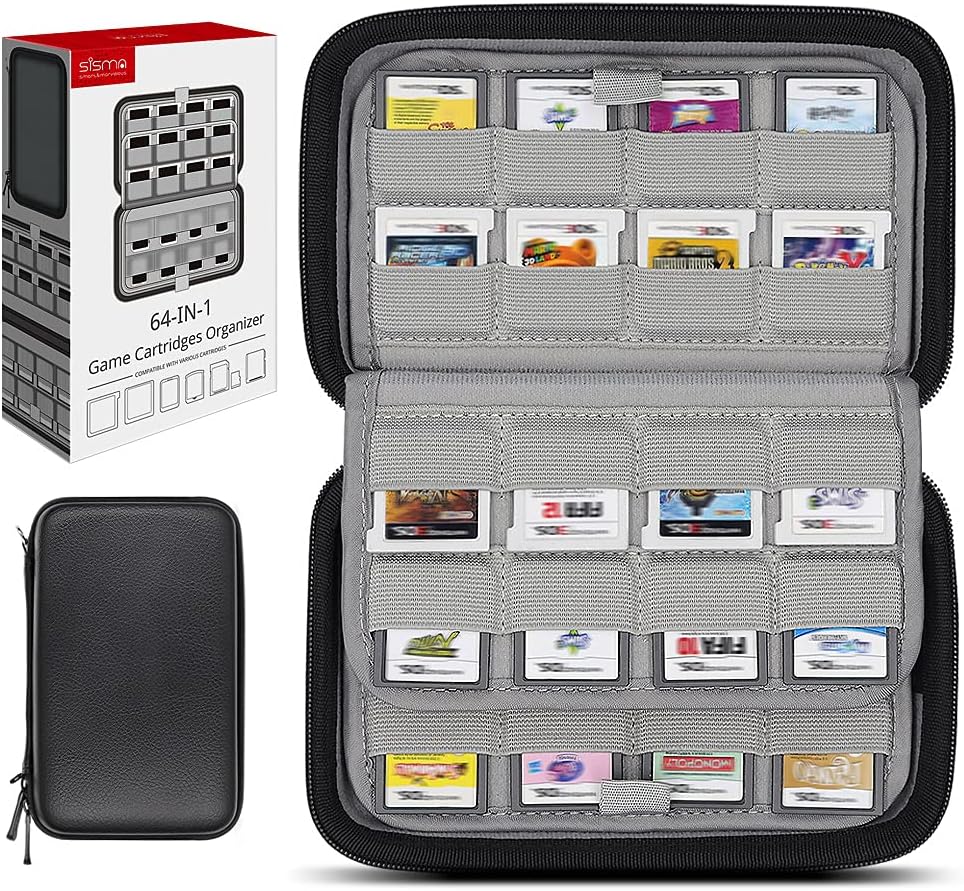 Sisma 64 Game Card Holder Storage Case for Nintendo 3DS 2DS DS Game Cartridges - Black