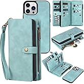 TwoHead Wallet Case Compatible with iPhone 15 Pro Max,Detachable Magnetic Phone Case,All-Round Shockproof Protective Leather Phone Case with Card Holder,6.7 in,Blue