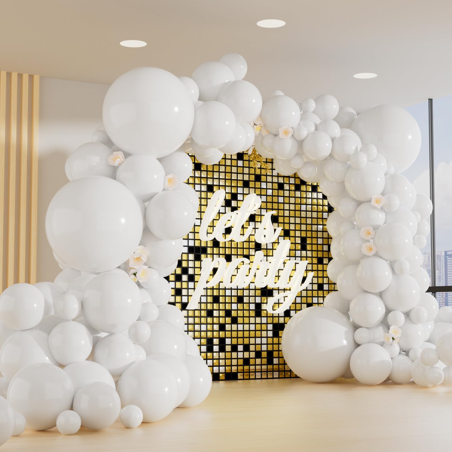 150pcs White Balloons Different Sizes Pack, 18 12 10 5 Inch Party Balloon Garland Arch Kit Birthday Baby Shower Anniversary Wedding Party Decorations(With 2 Ribbons)