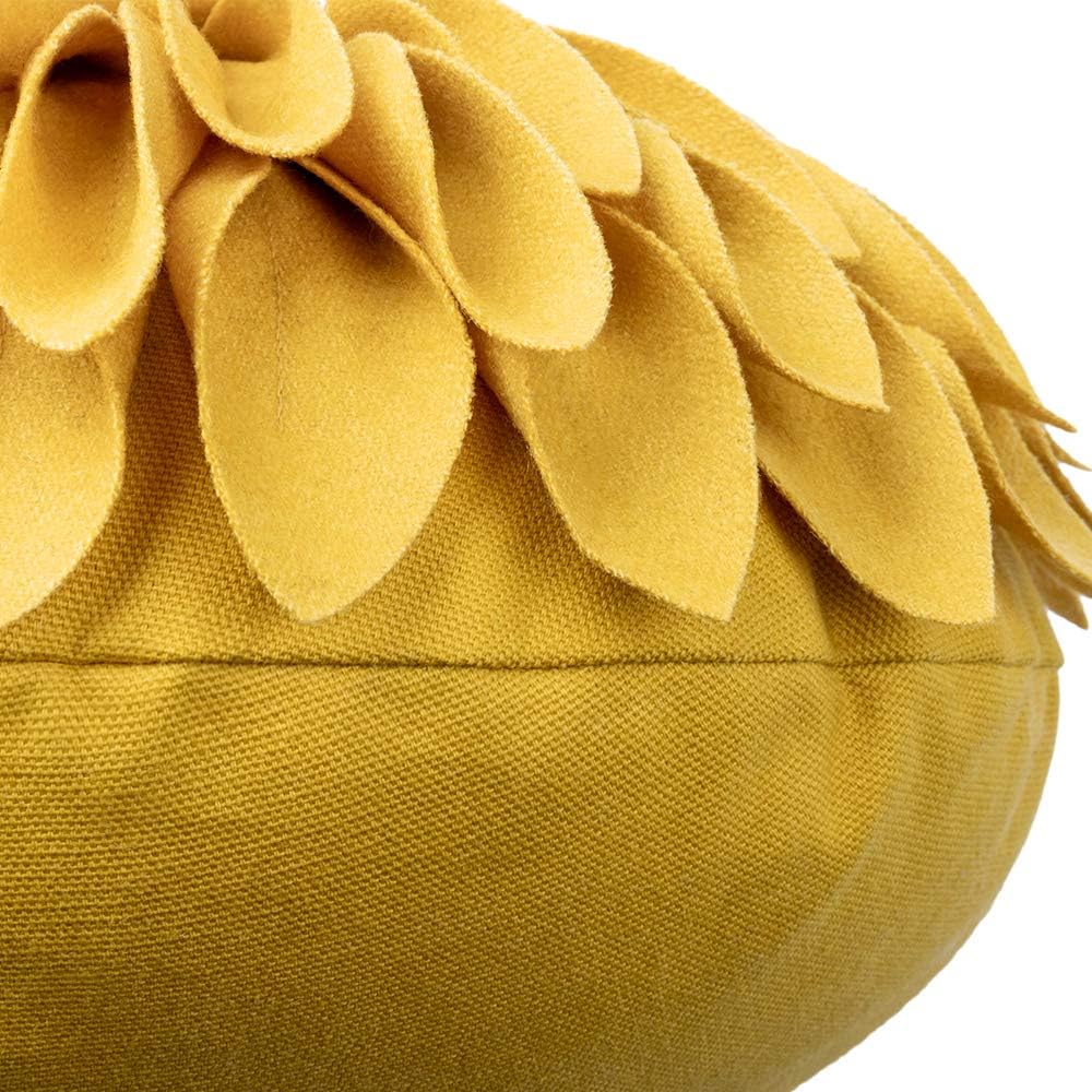 JWH Handmade 3D Flowers Accent Pillow Round Sunflower Cushion Decorative Pillowcase with Pillow Insert Home Sofa Bed Living Room Decor Gift 12 Inch / 30 cm Cotton Canvas Wool Yellow: Home & Kitchen