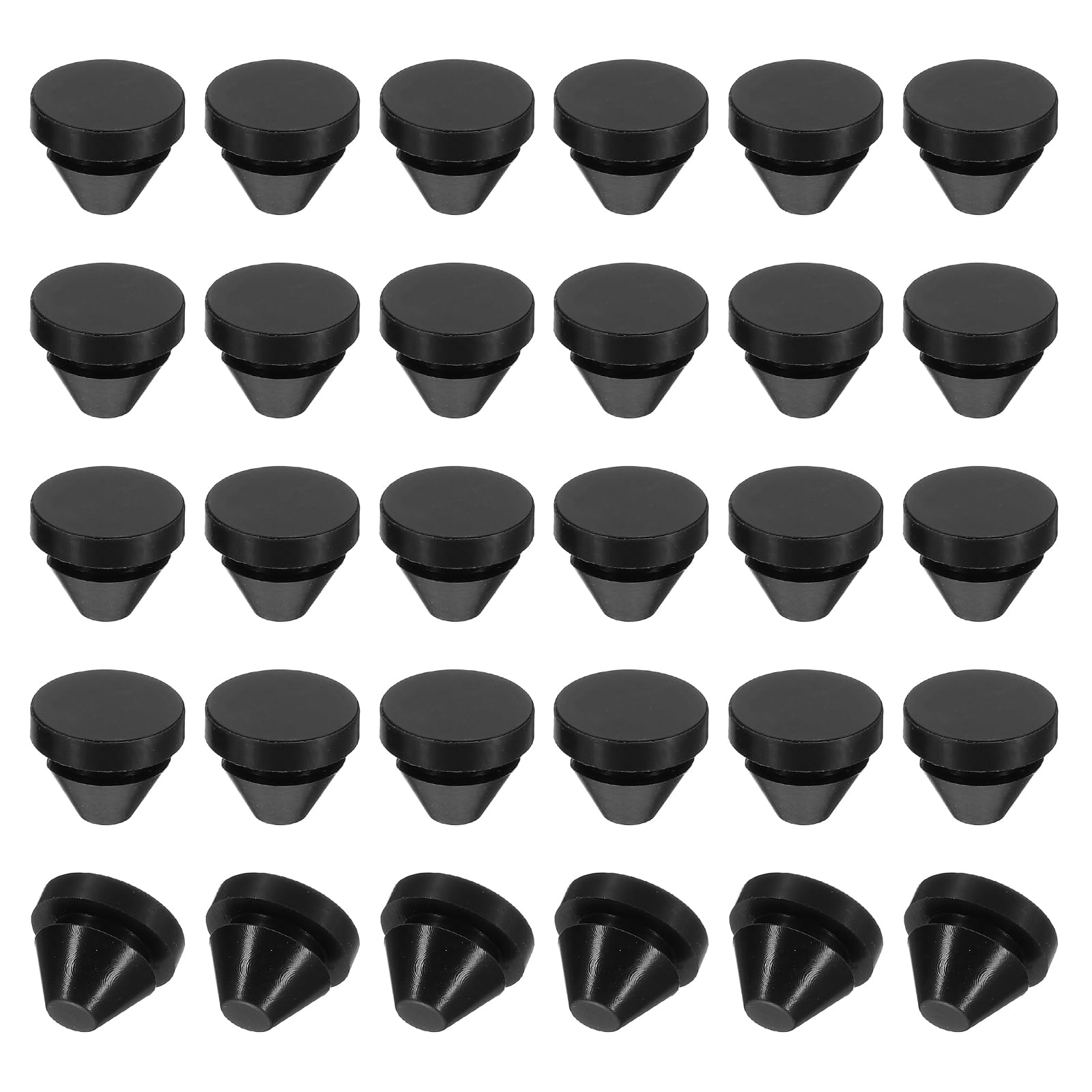 PATIKIL 9mm Diameter Silicone Round Snap, 30 Pcs in Type Locking Furniture Hole Plug Button Protective Cover Cap Head Fit for 2.5-9mm Hole for Seal Bulkhead Cylinder Hole, Black