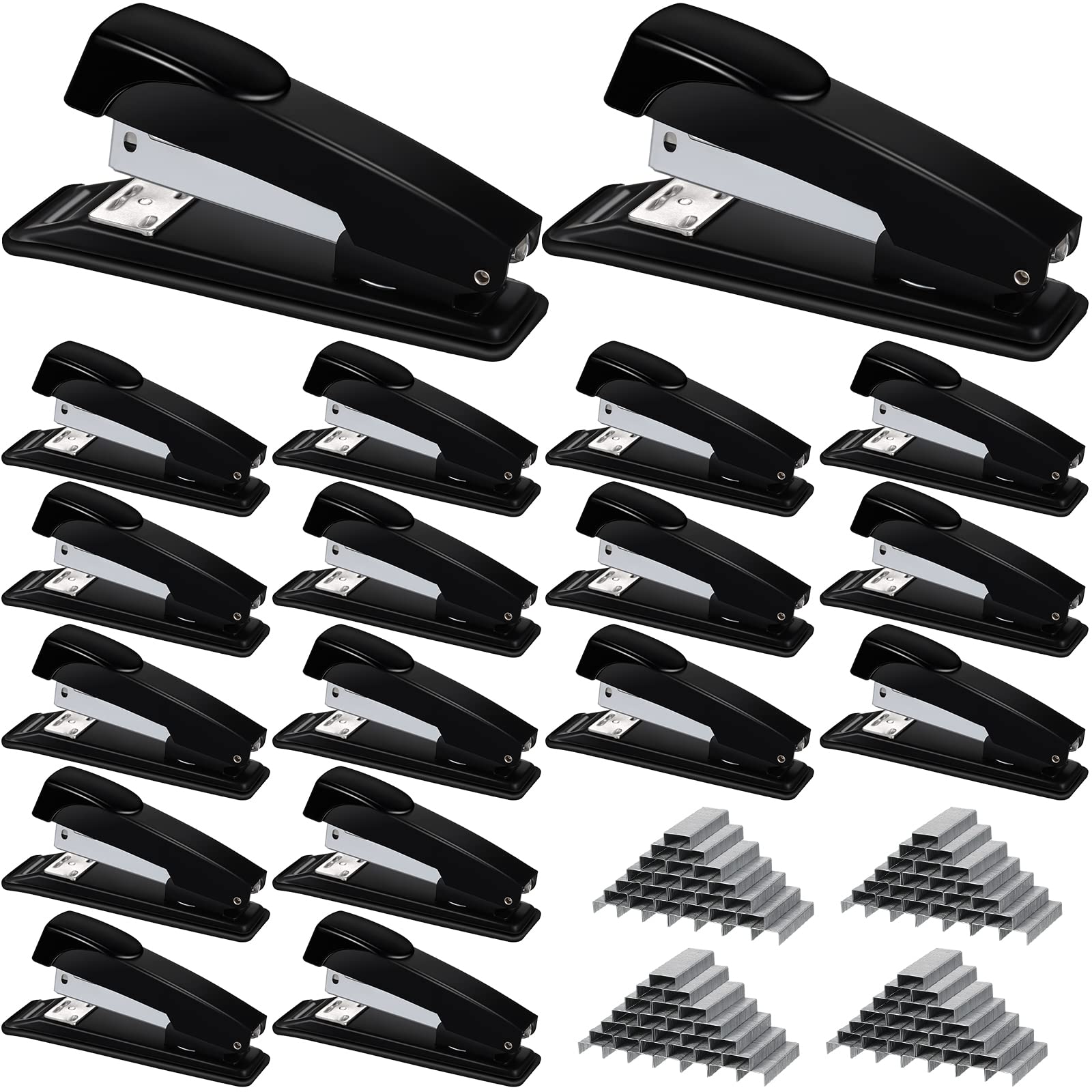 Photo 1 of **MISSING PARTS** Yahenda 18 Pieces Staplers Bulk with Staples 20 Sheet Capacity Black Compact Desktop Heavy Duty Stapler for Desk Office School