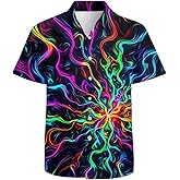 American Flag Skulll Mens Hawaiian Shirt Short Sleeve 3D Graphic Button Down Shirts Tropical Holiday Beach Aloha Shirts