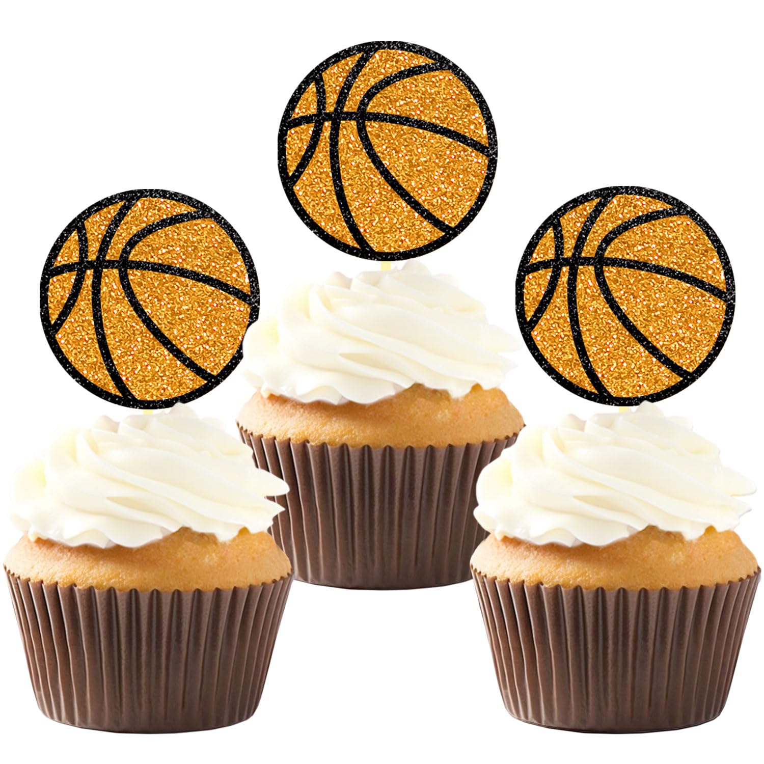 Photo 1 of 24pcs Basketball Cupcake Toppers - Party Decorations, Player & Baby Shower Themes