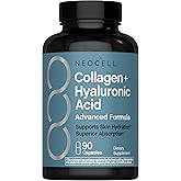 NeoCell Collagen Peptides Capsules | 90 Count | Plus Hyaluronic Acid | Skin Hydration | Superior Absorption | Advanced Grass Fed Formula Supplement | for Women and Men