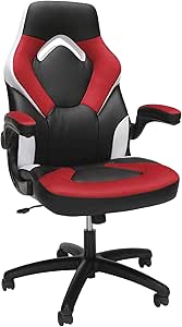 OFM ESS Collection Racing Style Bonded Leather Gaming Chair, in Red/White (ESS-3085-RED-WHT)