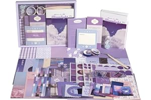 IMOON Scrapbook Photo Album Supplies Kit with Tweezers and Glue Tape – Romantic Stationery Aesthetic Junk Journal Kit, Scrapbooking Paper, Sticker Pack, Notebook, DIY Craft, Gift for Teen Women (Monnlight)