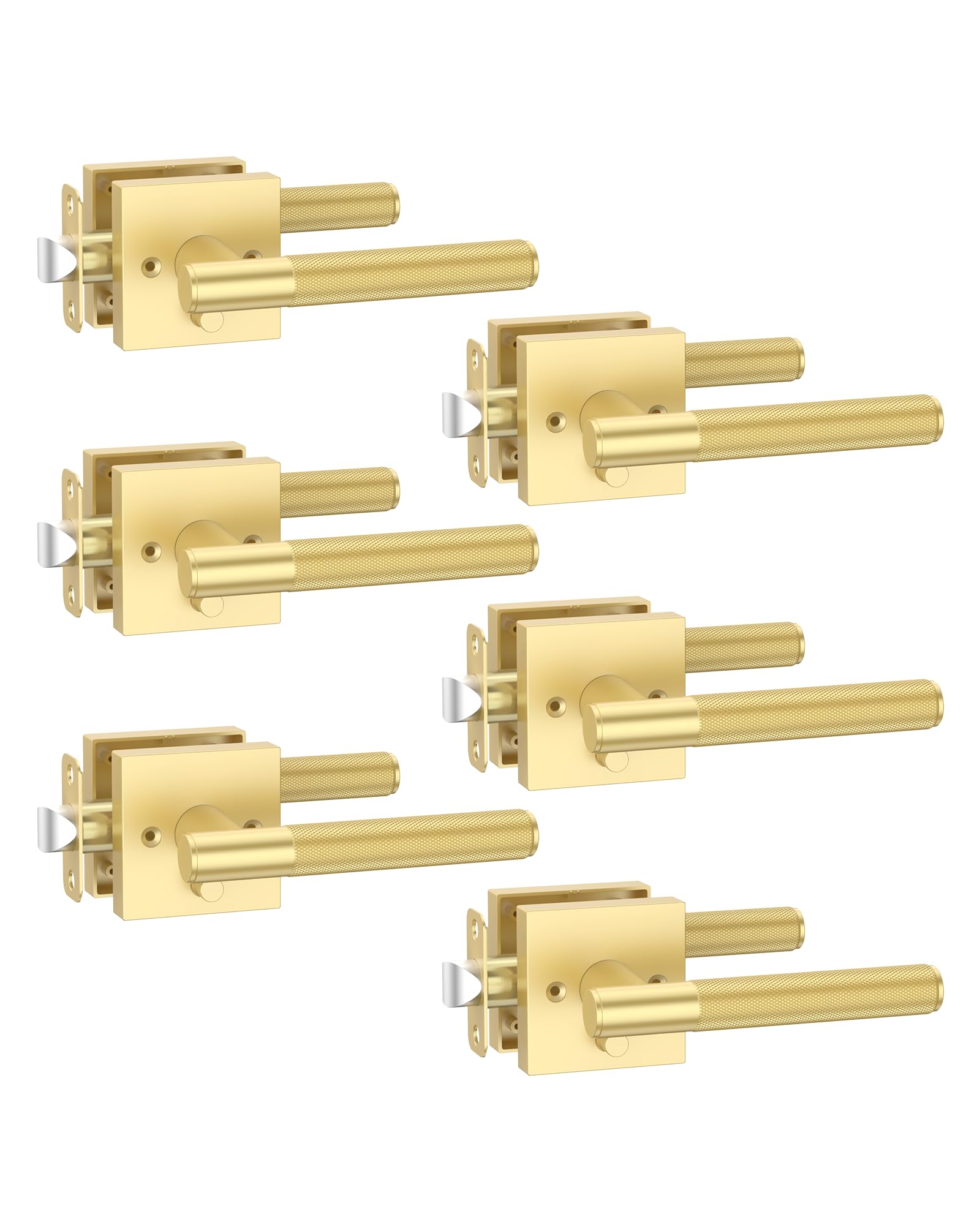 Photo 1 of Asidrama 6 Pack Gold Privacy Door Handles, Door Lever with Door Knobs Indoor for Bedroom or Bathroom, Heavy Duty Door Handles Interior with Locks for Left Right Sided Doors