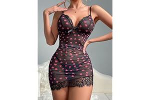 Womens Lingerie Sexy Lace Babydoll V Neck Sleepwear Cotton Nightgowns for Women Chemise