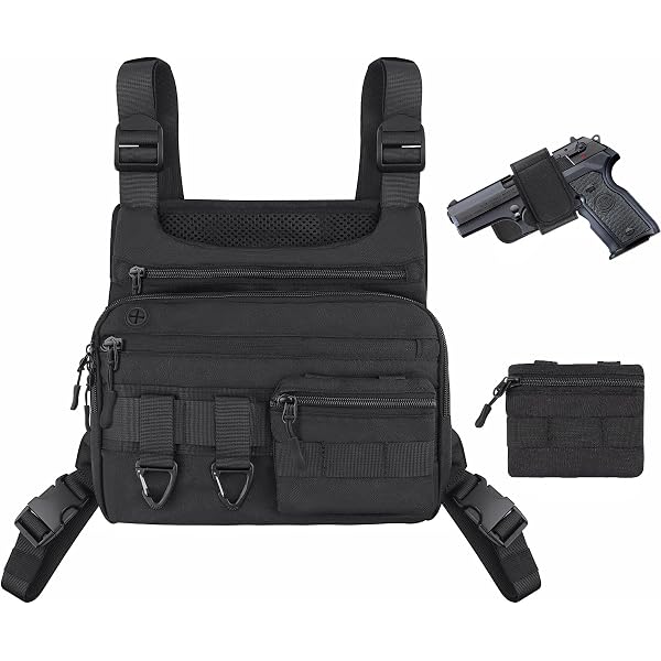 WOLF TACTICAL Brusttasche – Kompakt, Aus 600D Nylon Für Laufen & Training | Mit MOLLE, Schwarz