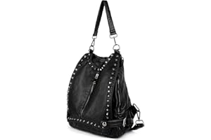 UTO Women Backpack Union Jack UK Flag Rivet Studded PU Washed Leather Purse Convertible Ladies Rucksack Shoulder Bag