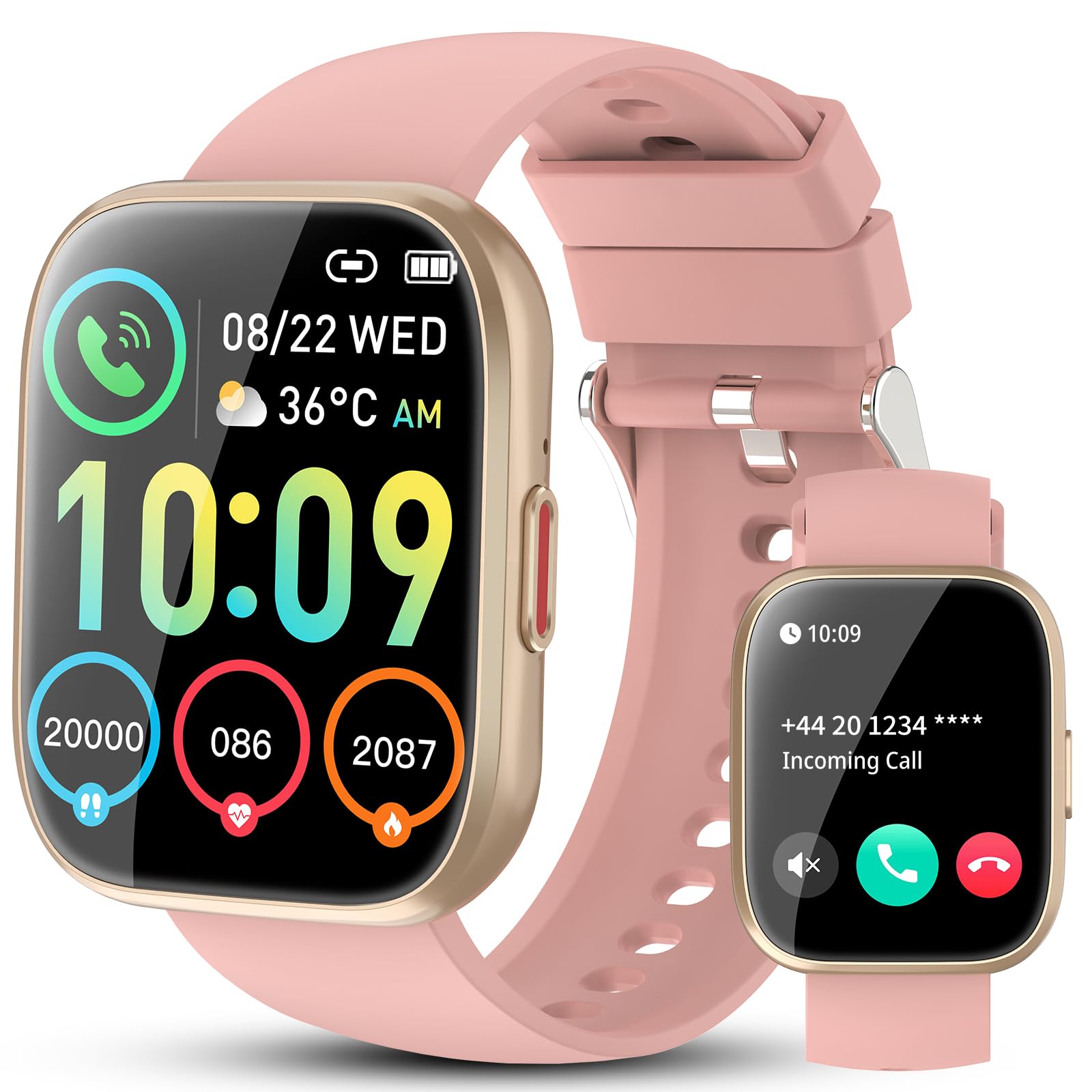 Photo 1 of Smart Watch for Women, 1.85" TFT-Touch Screen Smartwatch with Call Function, 112 Sport Modes, Fitness Tracker with 24/7 Heart Rate/Sleep Monitor, IP68 Waterproof, Fitness Watch for Android/iOS, Pink