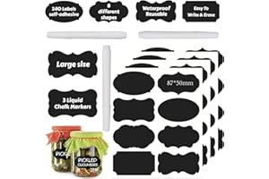 Chalkboard Label 240 Pcs Waterproof Reusable Labels for Food Containers Chalk Sticker Labels with 3 Liquid Chalk Markers for 