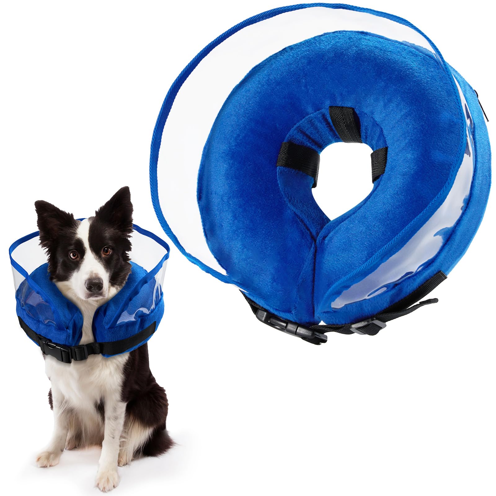 Heatail Dog Collar, Inflatable Leak Protection, Dog Cat Removable Dog Collar for Recovery After Surgery or Wounds for Dogs (S)