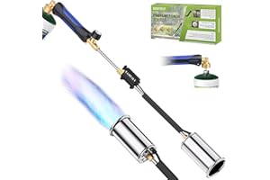 EASITALY Propane Weed Torch Burner, Heavy Duty Blow Torch with Self Ignition & Rubber Grip, Garden Weed Burner & Charcoal Starter for BBQ, Driveway, Snow Melting (Fuel Not Included)