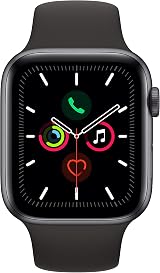Apple Watch Series 5 GPS 44mm Space Grey Aluminium Black Sport Band S/M M/L view 2