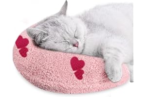 ucho Cats Kitten Pillow Cat Nap Plush, Kitty Purr Soothing Plush Cat Toy,Soft Fluffy Warming Pillow, Pet Calming Toy for Joint Relief Sleeping Improve (Pink)