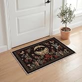 Artoid Mode Black Poppy Moth Mushroom Moon Door Mat, Fall Home Decor Low-Profile Non-Slip Washable Throw Rug for Kitchen Entryway Front Door Bedroom Bathroom Laundry Room Indoor 2x3 Feet
