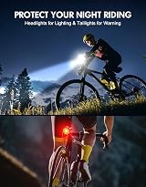 Babacom Bike Lights Front and Rear USB Rechargeable 8+7 Modes IP65 view 6