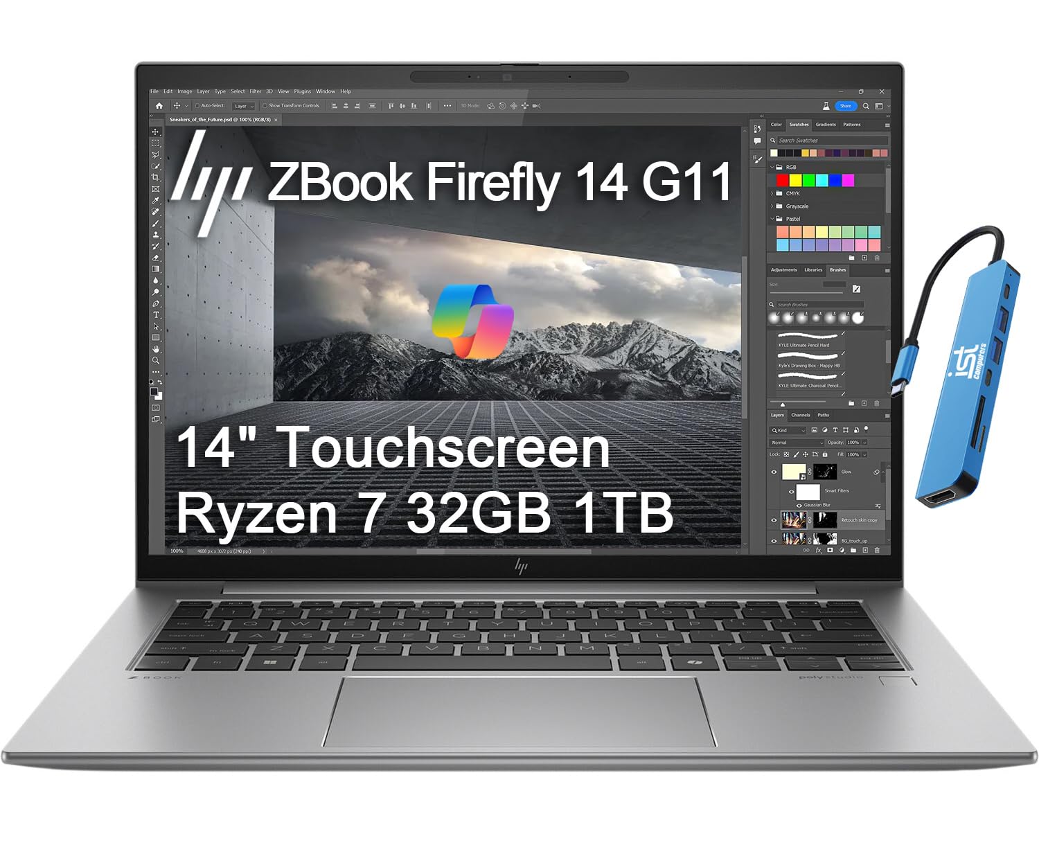 HP ZBook Firefly 14 G11 Mobile Workstation Laptop (14" FHD+ Touchscreen, 32GB DDR5, 1TB SSD, AMD Ryzen 7 8840HS (>Intel i7-1355U)) for Engineer, Designer, Thunderbolt 4, IR Webcam, IST HUB, Win 11 Pro