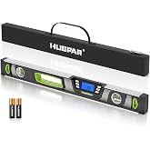 Huepar Professional Digital Magnetic Torpedo Level, 24-Inch, Aluminum Alloy | Audible Alerts, IP54 Dust/Waterproof, Carrying Case, LCD Display, Spirit Level, Electronic Level