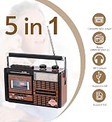 Lychee Lychee Boombox Portable Retro Cassette Player Radio AM FM SW2 USB SD view 2