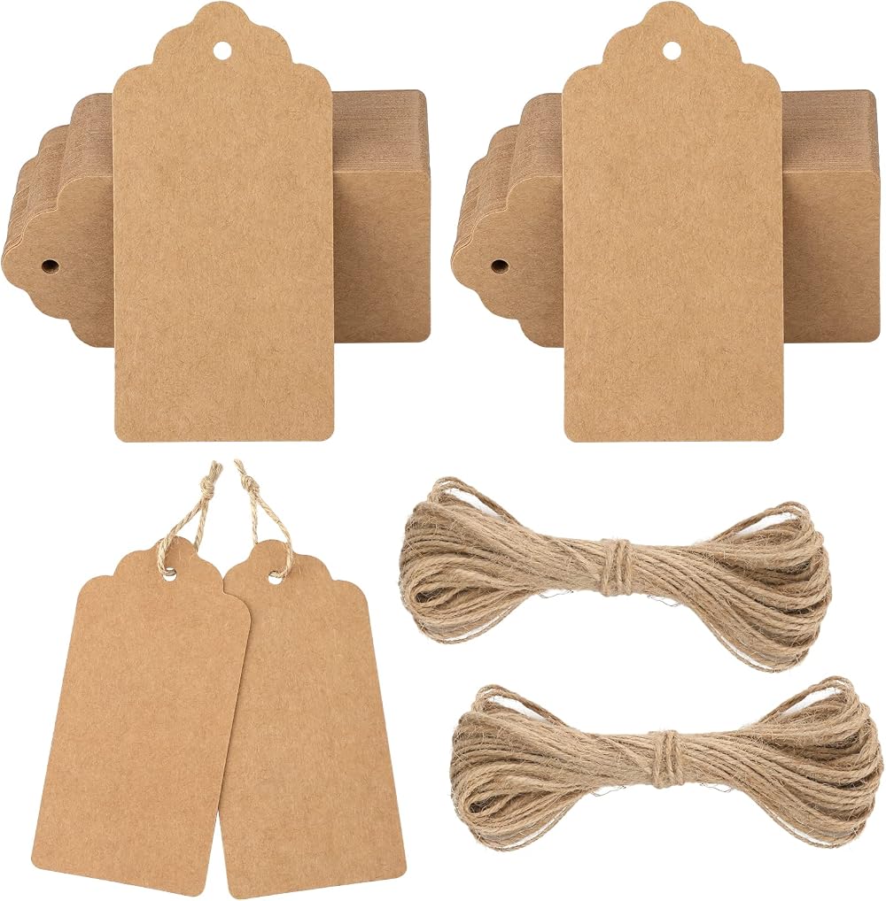 G2PLUS Kraft Paper Gift Tags 100 Pcs Large 5x10cm Brown Blank Tags
