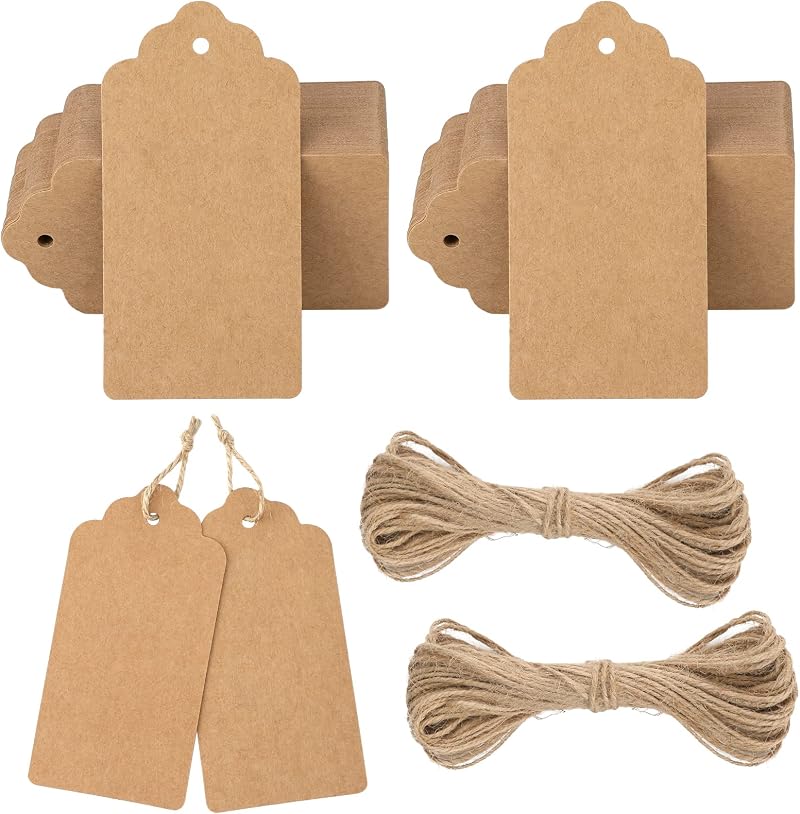 G2PLUS Kraft Paper Gift Tags 100 Pcs Large 5x10cm Brown Blank Tags