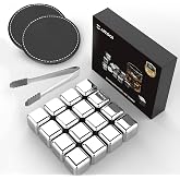 16 Pack Reusable Stainless Steel Ice Cubes for Drinks - Metal Whiskey Stones, High Cooling Technology, for Whiskey, Vodka, Liqueurs, Wine, Beverage Juice or Soda, Pack of 16