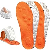 4D Cloud Insoles for Men Women, Plantar Fasciitis Insole, Memory Foam Cloud Insoles, Trim to Fit Arch Support for Foot, Comfort Breathable - 2 Pairs (Orange, Men 9-10/ Women 11-12)