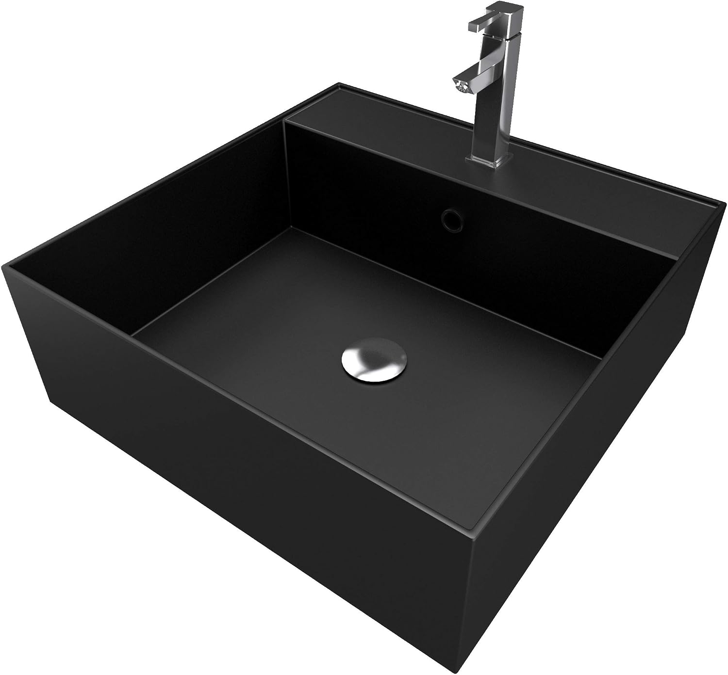 AURLANE Squary Dark Square Ceramic Basin 40 x 40 x 14 cm Black - Image 4