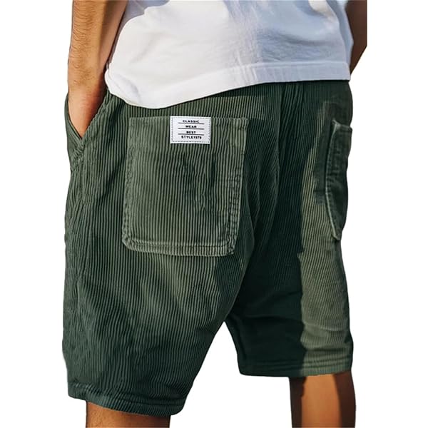 Mens Corduroy Shorts Vintage Washed Straight-Leg Shorts Fashion