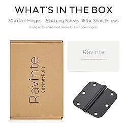 Ravinte 30 Pack Matte Black Door Hinges 3.5"x
