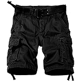 AKHIKING Camo Cargo Shorts for Men Cotton Casual Wild Outdoor Work Relaxed Fit Shorts with Multi-Pockets
