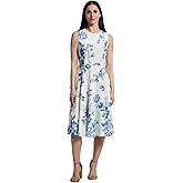 Calvin Klein Womens Sleeveless Floral Fit and Flare